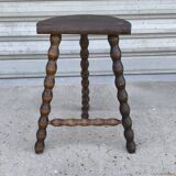 Turned wooden tripod stool