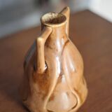 Vintage glazed ceramic vase, small vase with handles, interior decoration