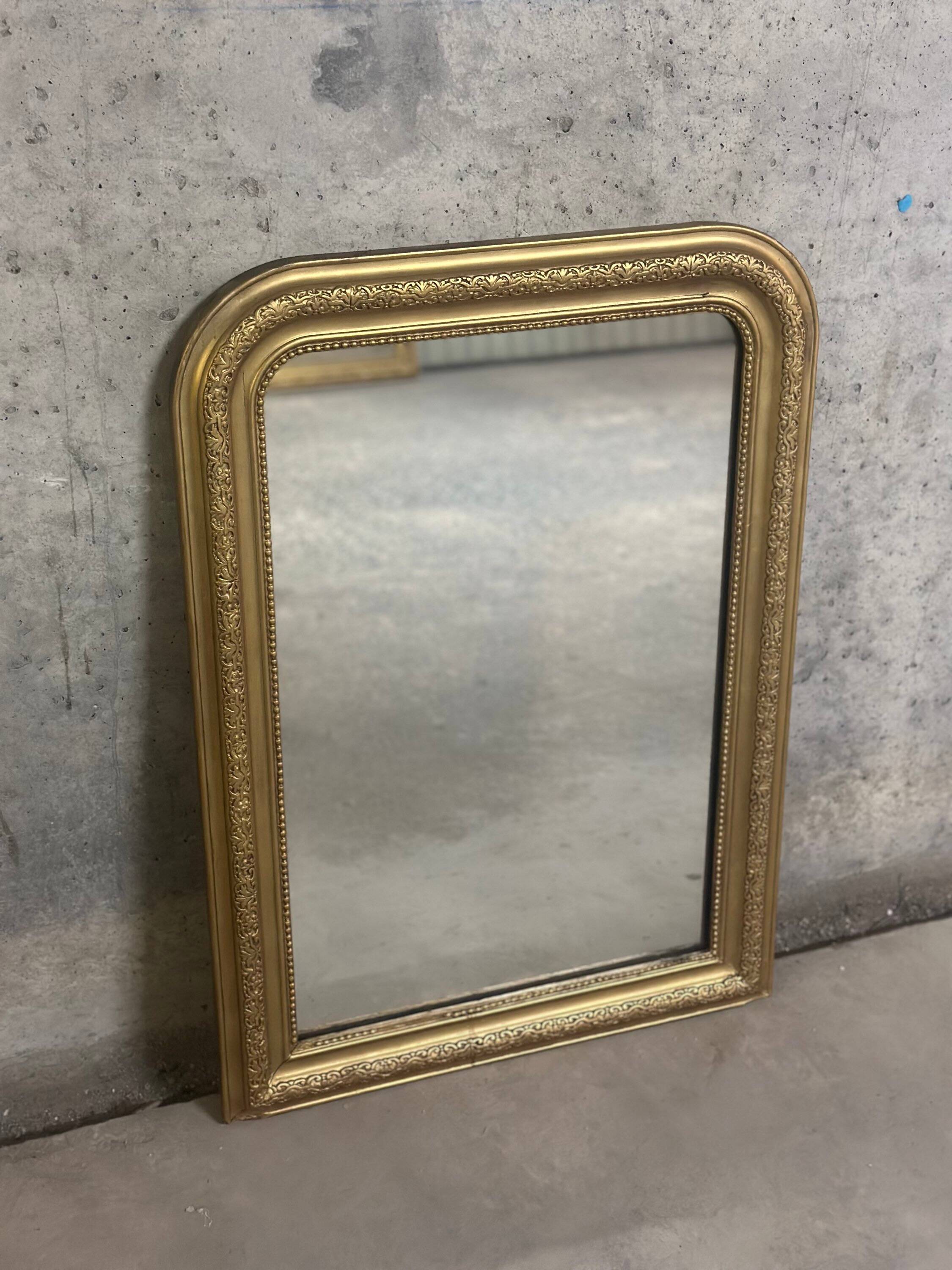 Antique Louis Philippe gilded vintage fireplace mirror - 86.5 x 62 cm