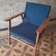 Danish teak lounge chair with sea blue-green  fabric, 1960s