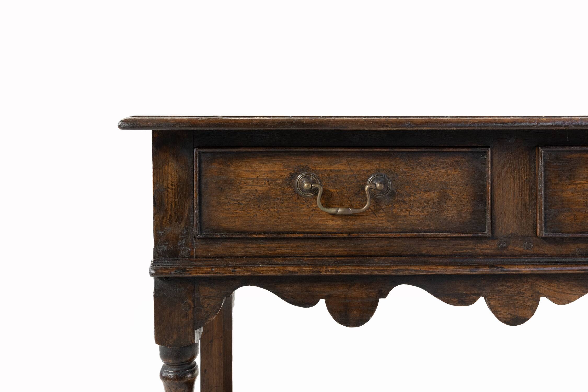 French 20th century oak side table with 2 drawers, ca. 1960
