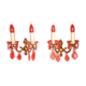 pair of bronze and crystal wall lights with 2 arms