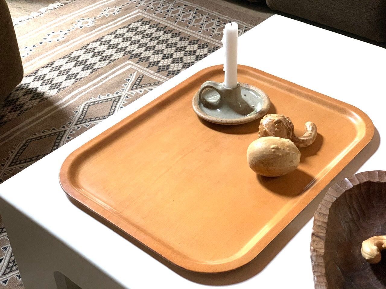 Plateau Platex en bois, années 70