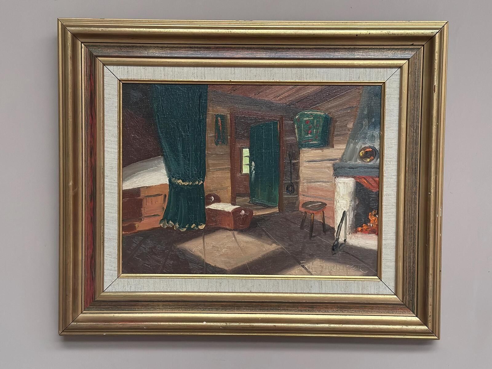 Original Swedish Oil on Canvas – “Interior” by Fritz Jacobson – Signed