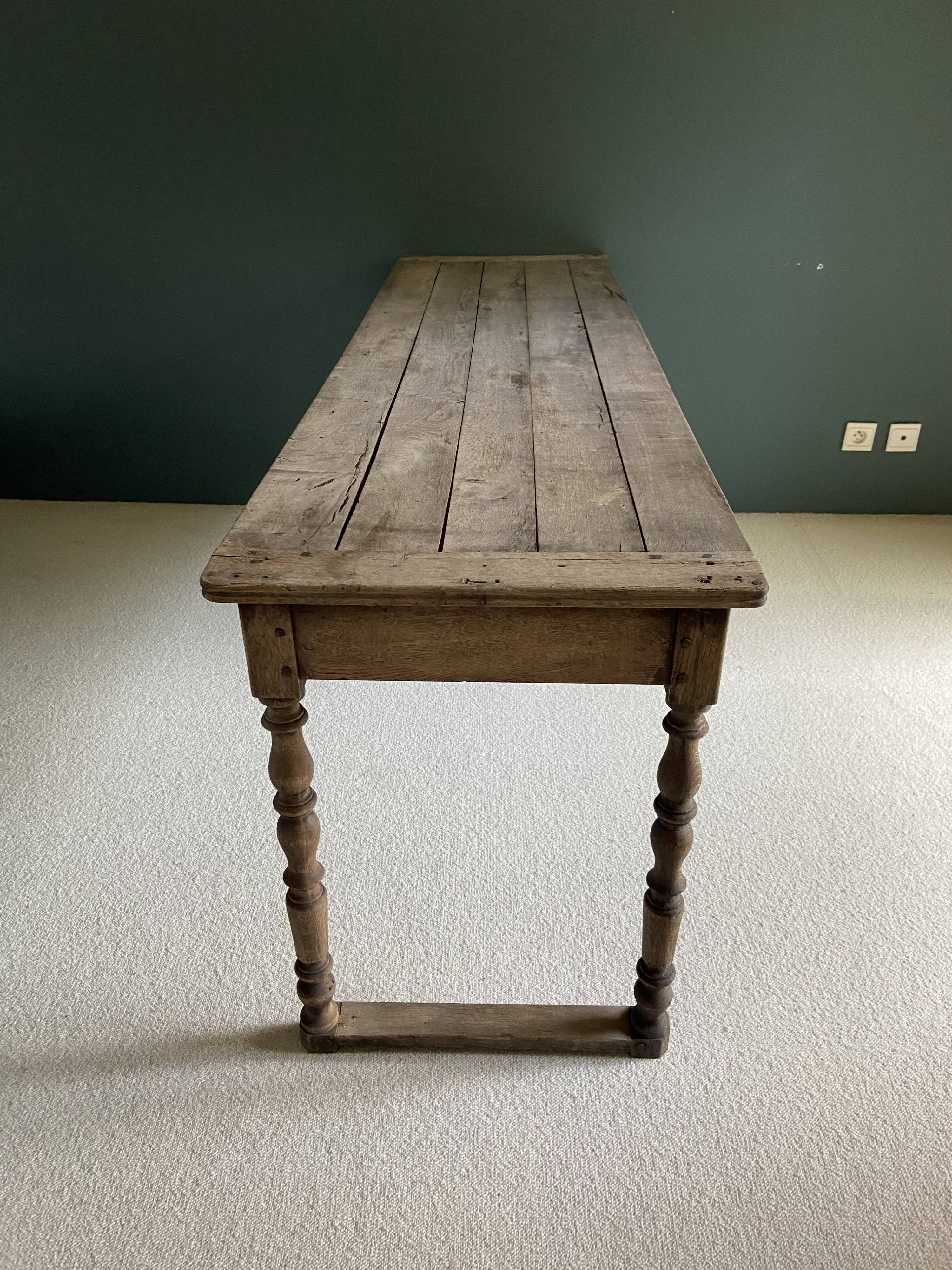 Oak console, 19th century draper table