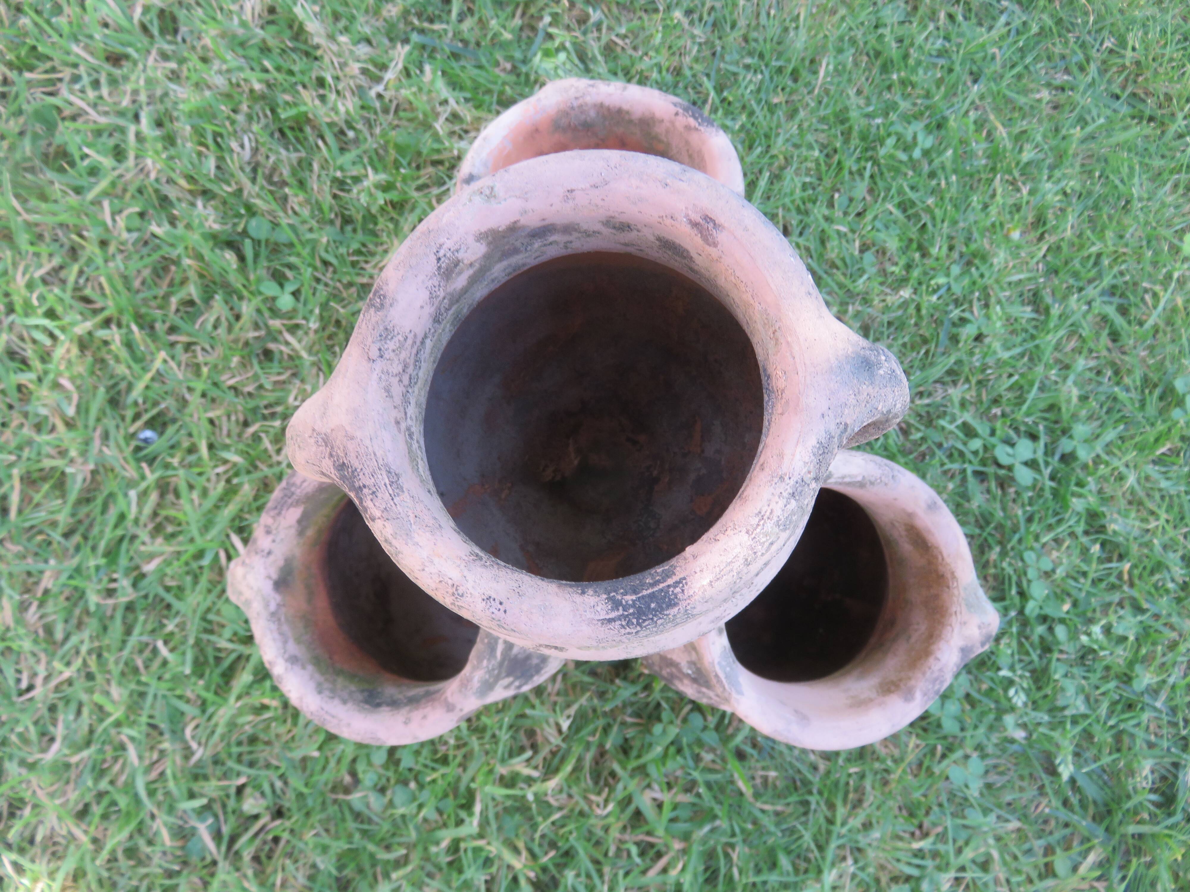 Pot de fleurs multiple en terre cuite, terracotta 1960