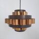 Danish copper suspension light by Werner Schou, 1970s.