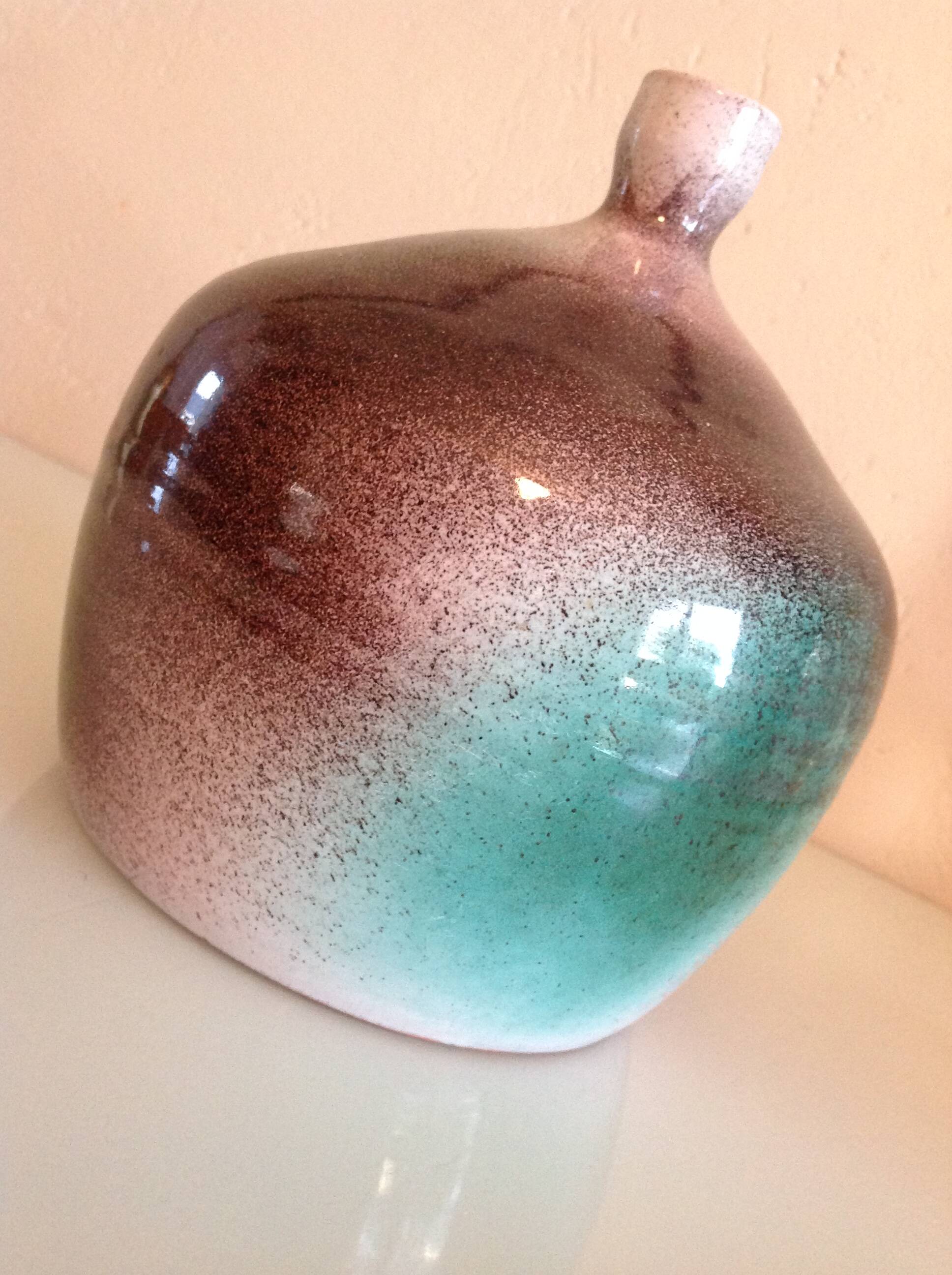 Soliflore ball vase in polychrome ceramic / 70s-80s