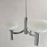 Space age glass and chrome chandelier, Italian design 1970