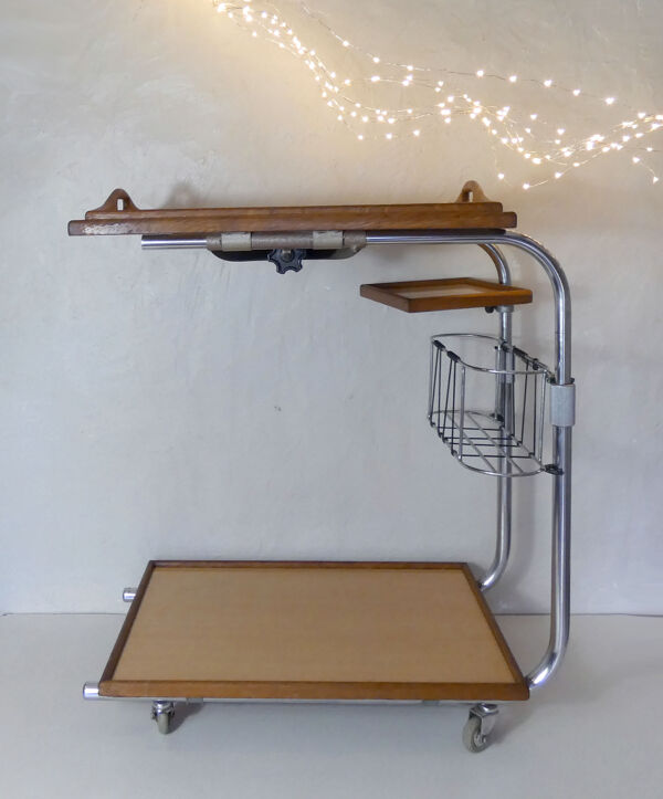 Desserte vintage l'adap-table acier bois chrome formica