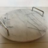 Marble dish with chrome metal handles