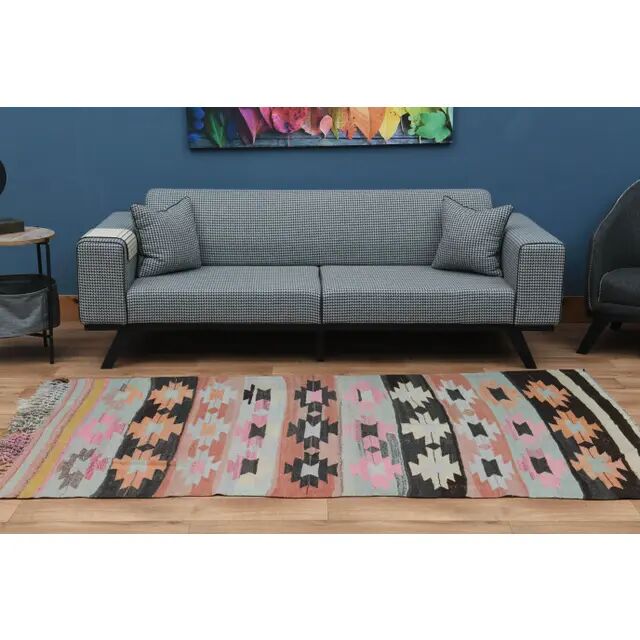 Colorful Geometric Pattern Woven Kilim Runner Rug 143x234