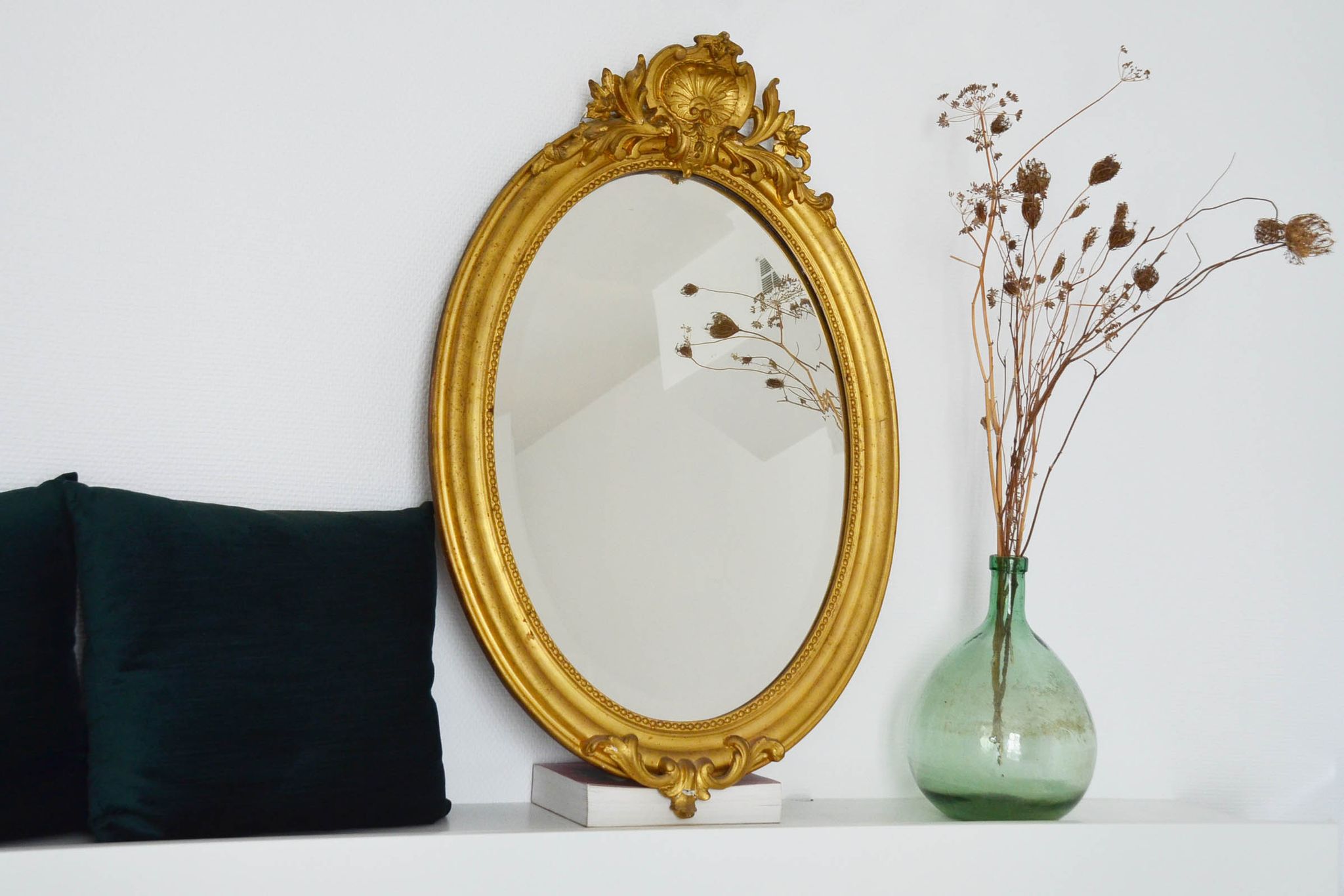 Mirror medallion Napoleon III oval 19th 90 x 60 style Louis XVI