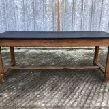Antique oak farmhouse table with cat bar and 2 end drawers