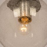 Small Limburg chrome pendant light with transparent glass ball, Germany, 1970s.