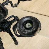 Black brutalist candlestick with 7 lights