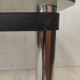 Dining table desk chrome steel and smoked glass