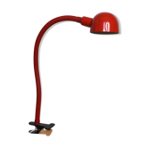 Red articulated clip-on desk lamp vintage