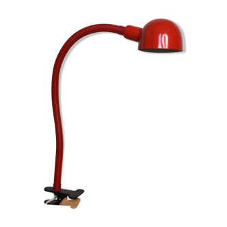 Red articulated clip-on desk lamp vintage