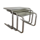Vintage chrome trundle tables and smoked glasses 1970