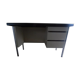 Industrial metal desk from the 70s with three drawers and glass top