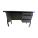 Industrial metal desk from the 70s with three drawers and glass top