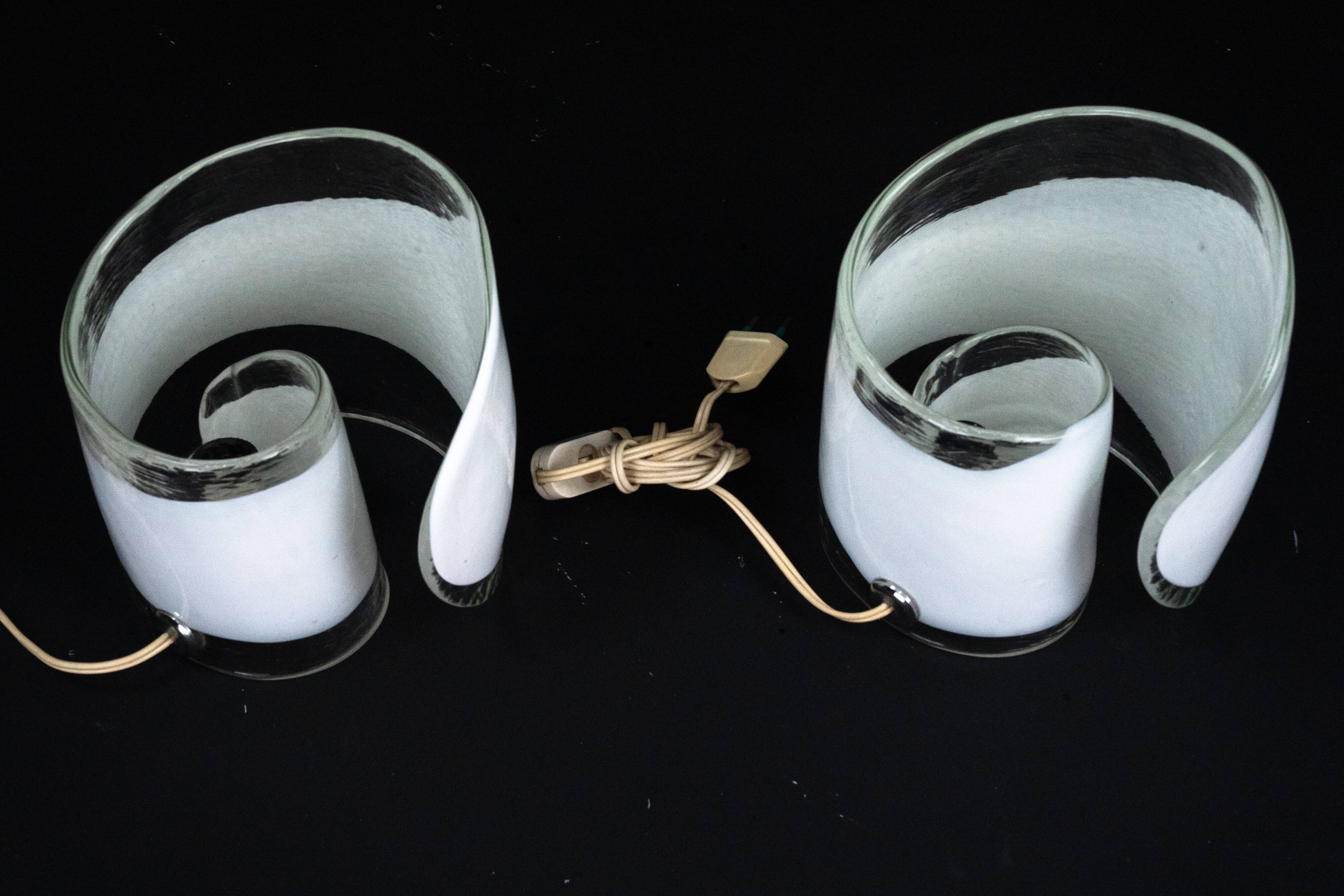 La Murrina, pair of Murano glass table lamps. Italy 1970s