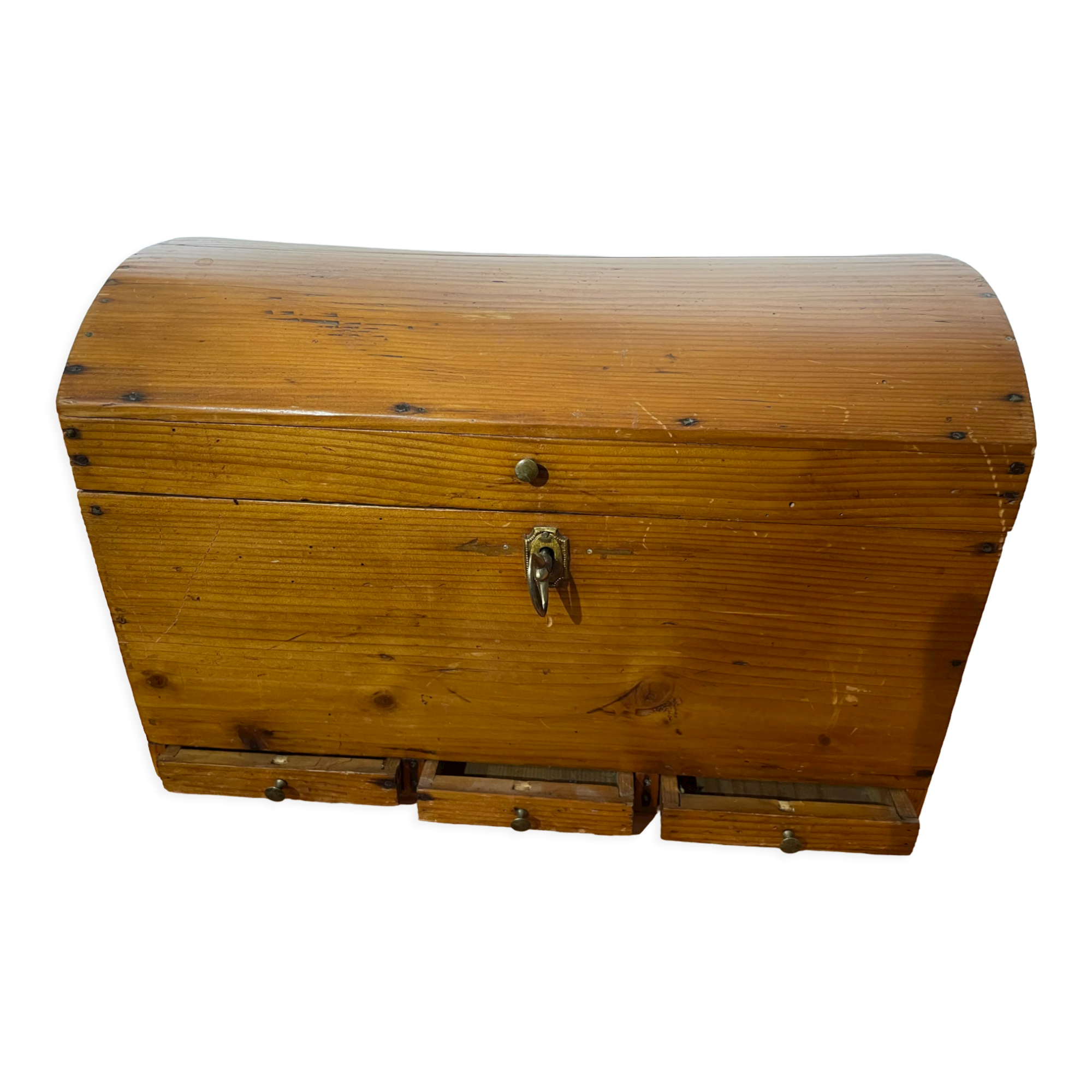 Old travel trunk, with 3 small drawers