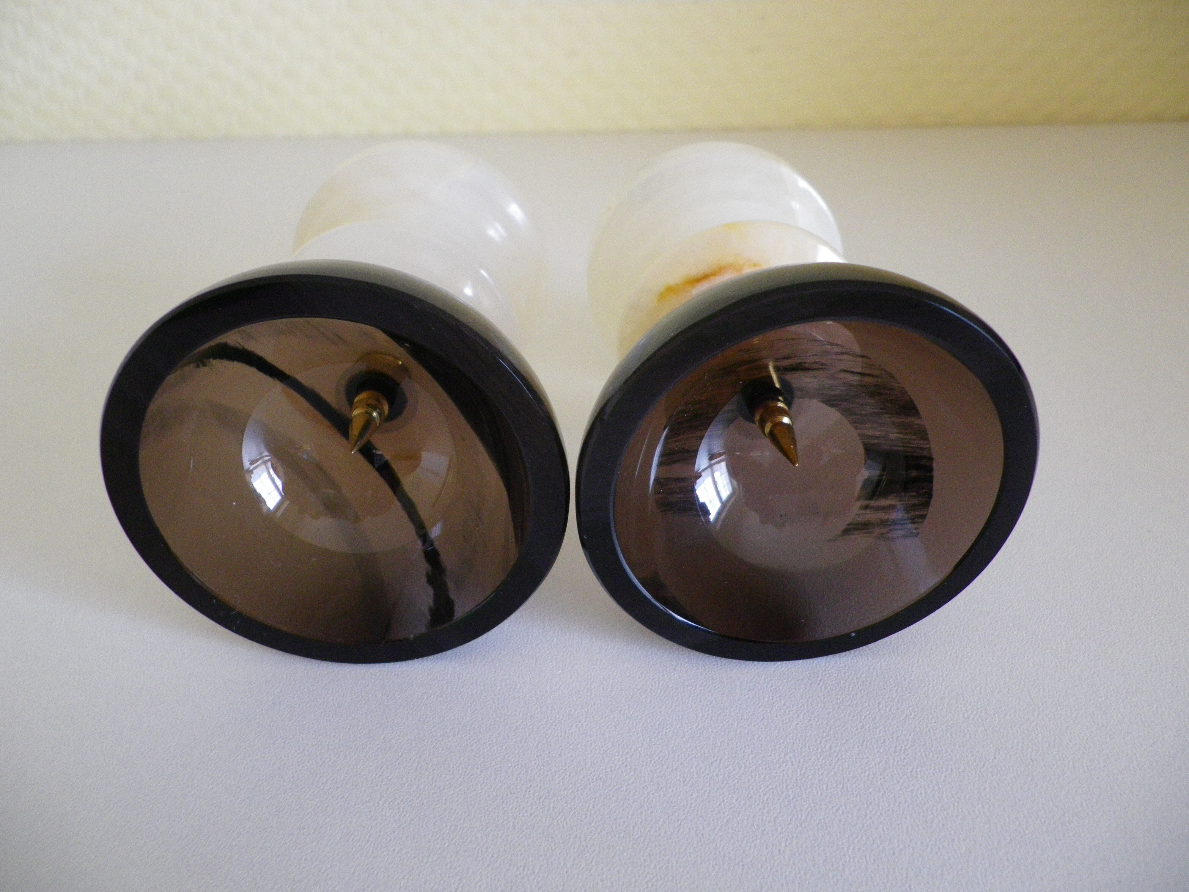Pair of candlesticks in Crystal and onyx stone