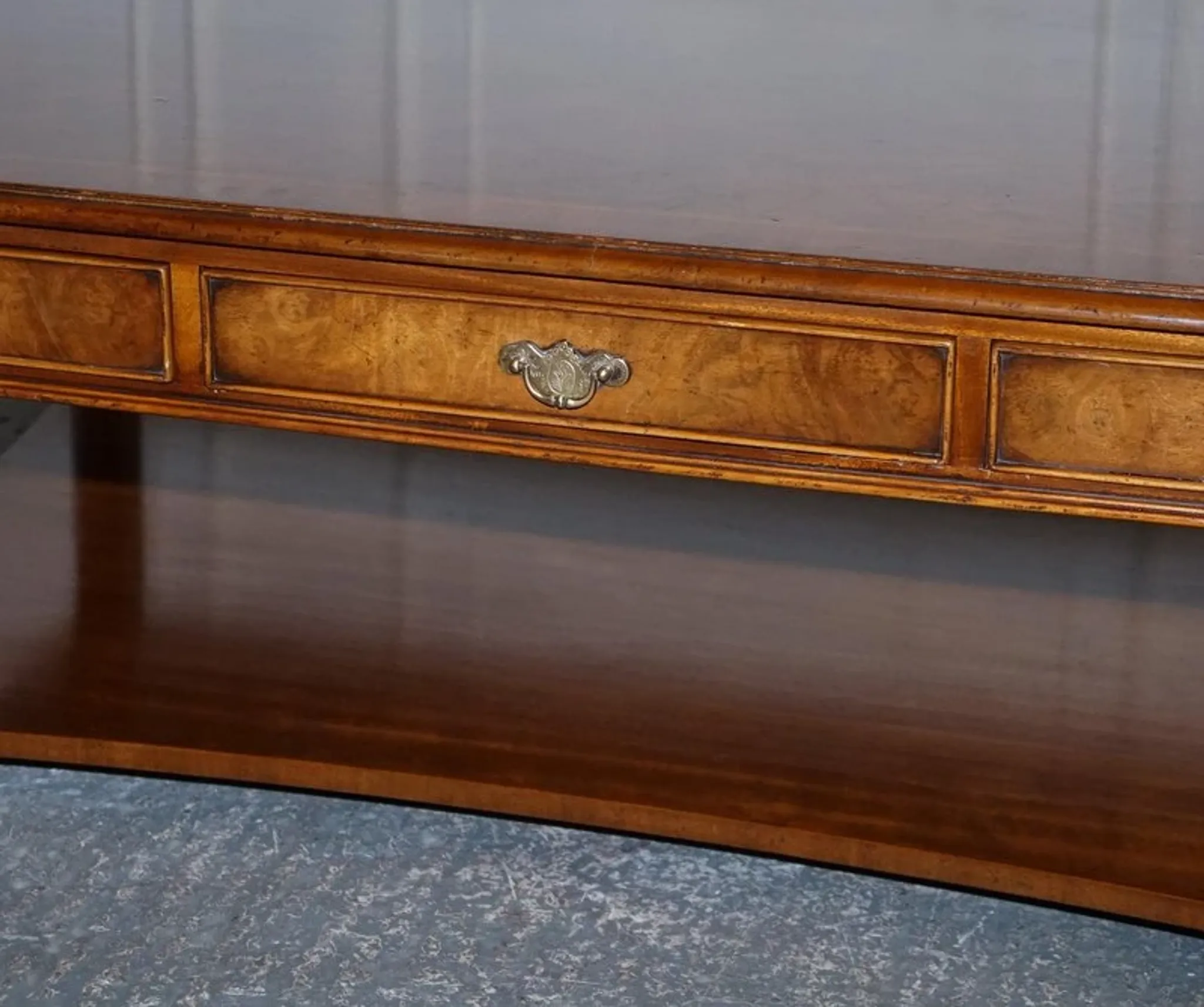 Large Georgian Coffee Table in Walnut Burr by Brights of Nettlebed London
