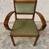 Pair of green velvet bridge armchairs