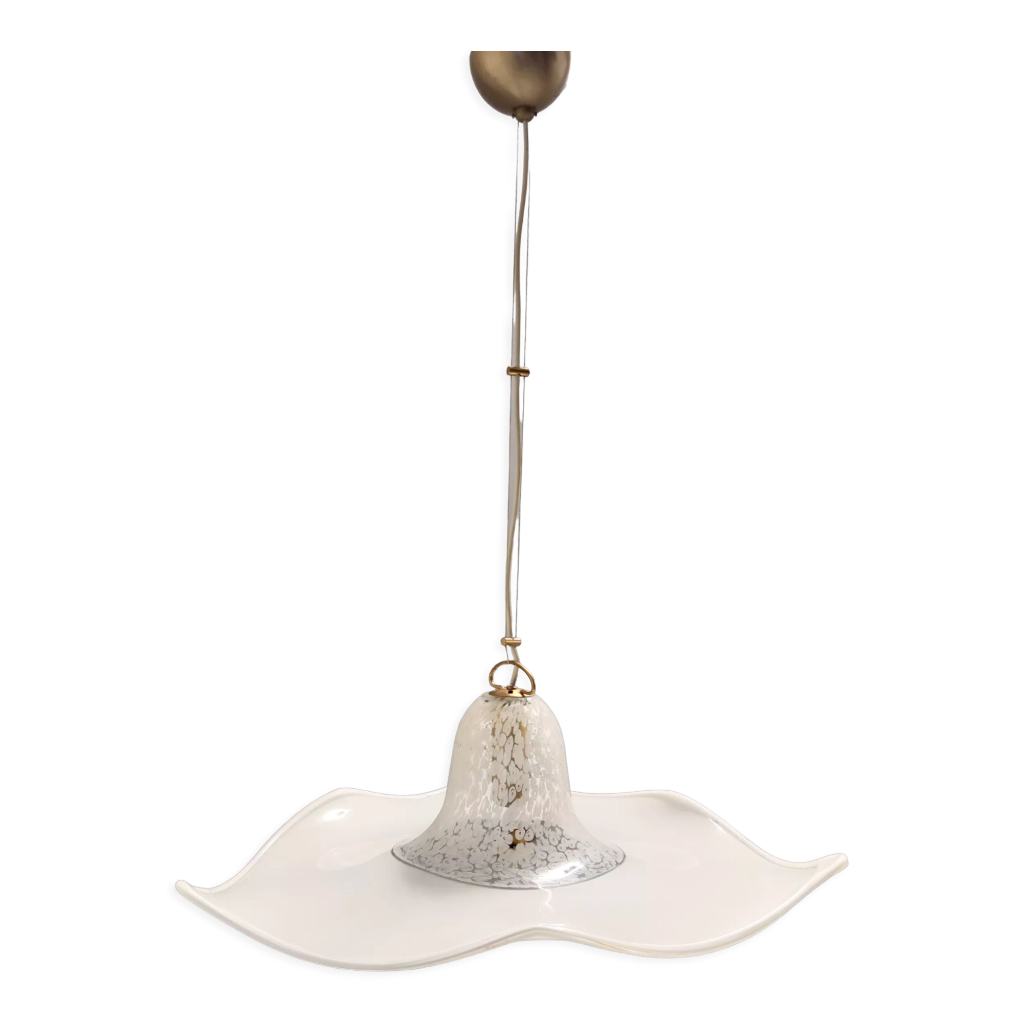 Postmodern white murano glass pendant marked la murrina, italy 1980s