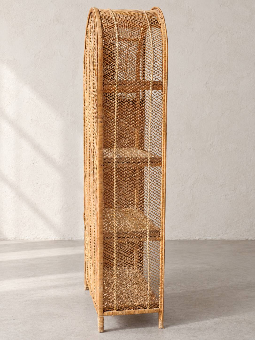 Large woven bamboo shelf