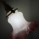 Vintage tulip-shaped lamp in frosted white and pink glass.
