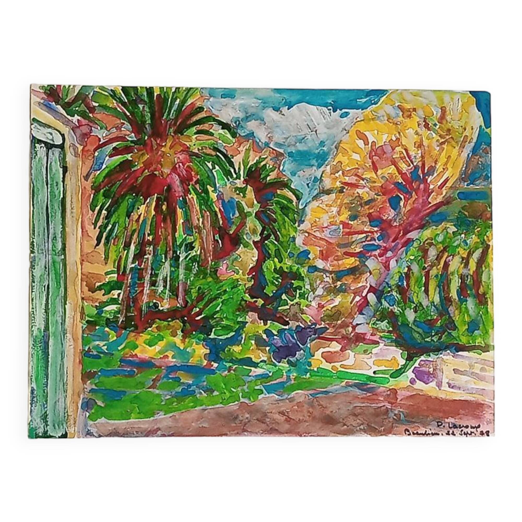 Pierre Lacroux (1909-1993) Gouache - 24 x 32 cm -landscape - September 78