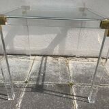 Sofa tip or transparent plexiglass, glass and brass 1970