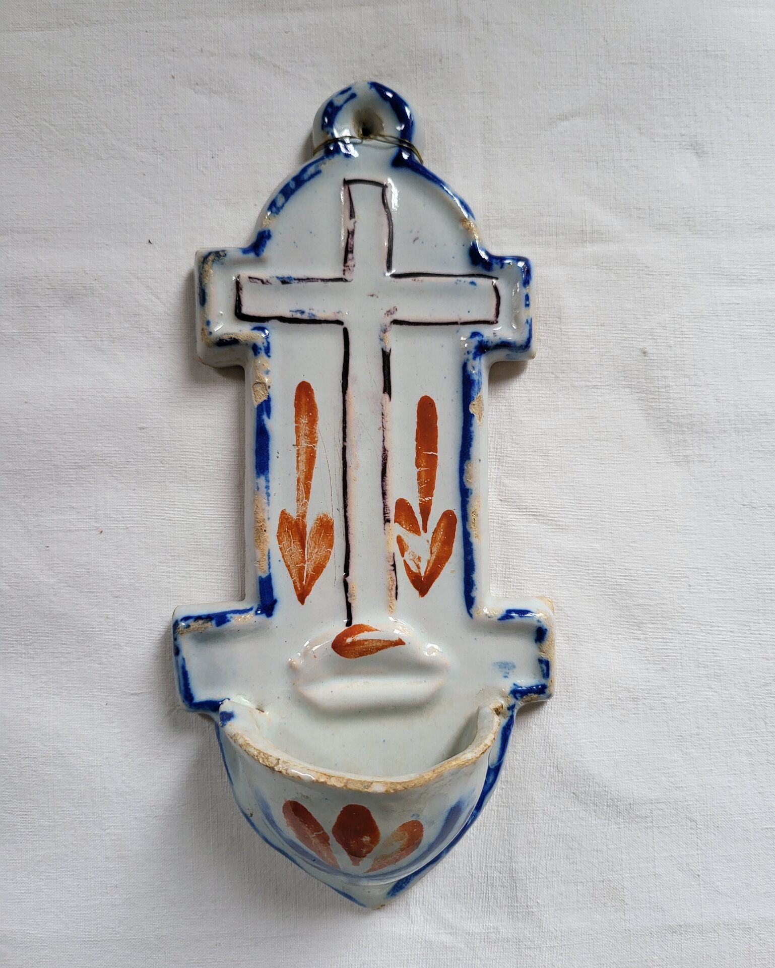 Old Faience Baptismal Font Cross Martres Tolosane
