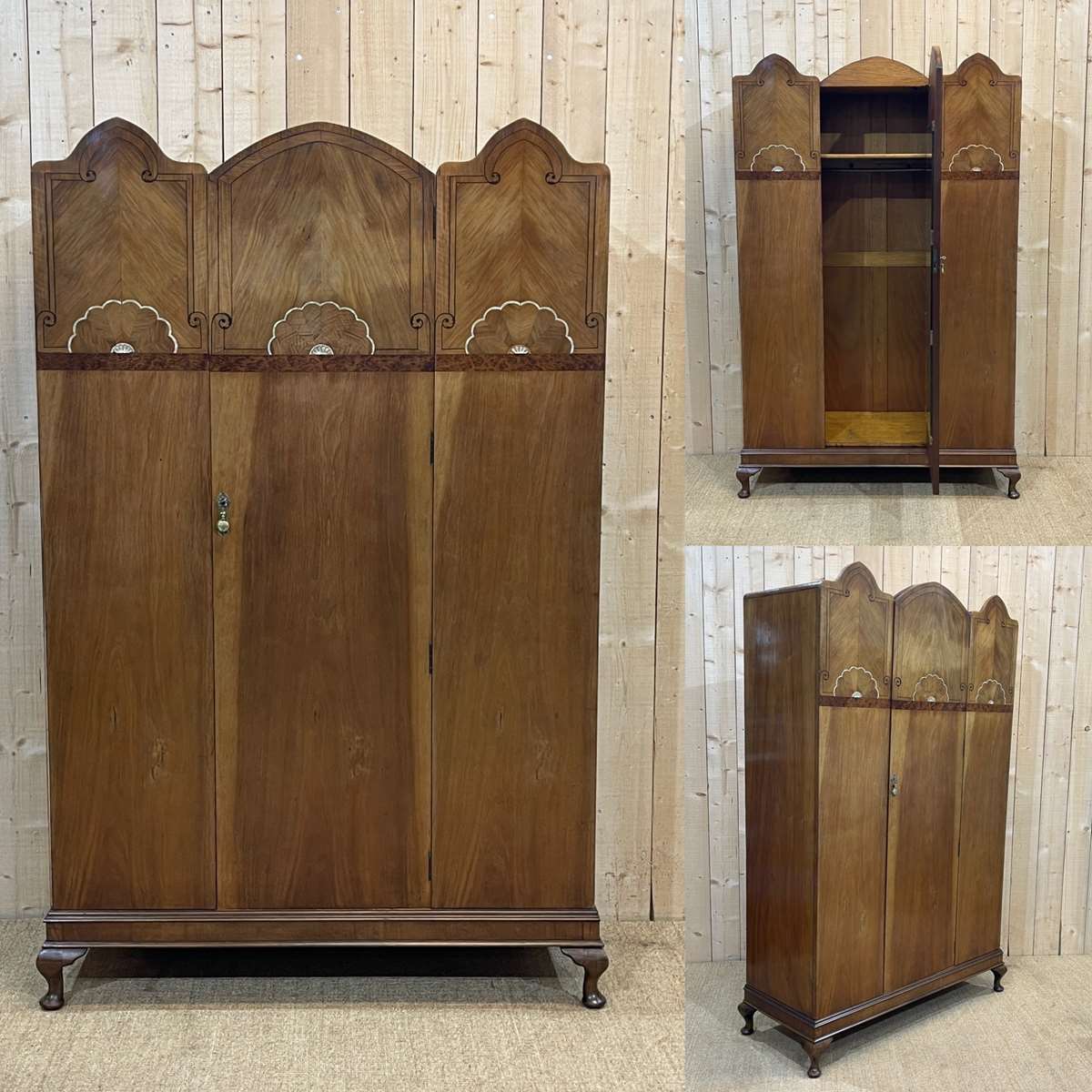 Art Deco walnut wardrobe and marquetry