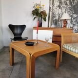 Square coffee table in light oak design 1970