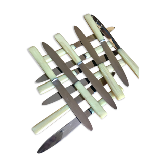 12 ivory handle knives in their case