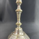 18th century Regency candlestick in silvered bronze with chiseled floral decoration