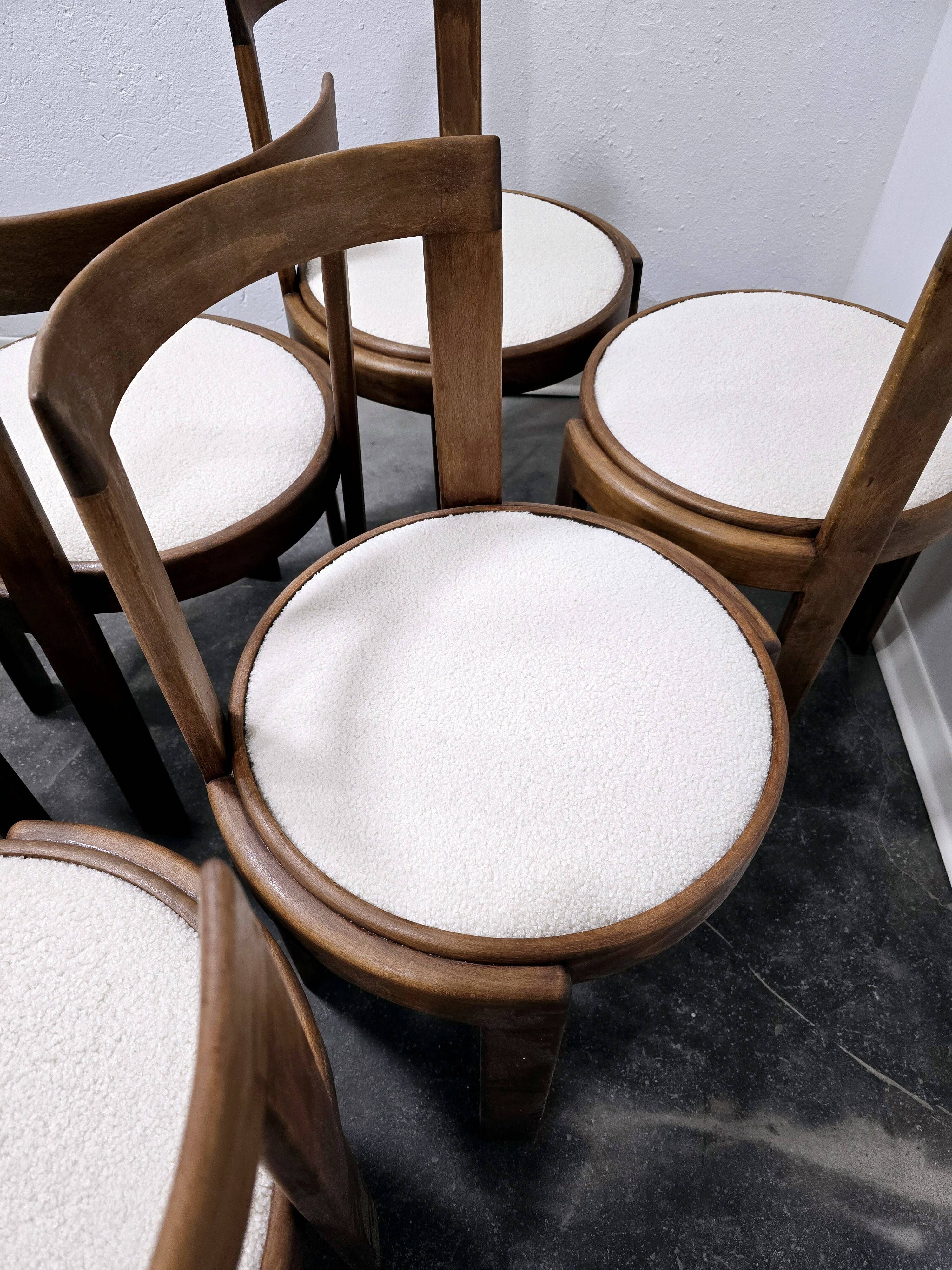 Chaises de salle à manger en bois courbé des années 1960, lot de 6