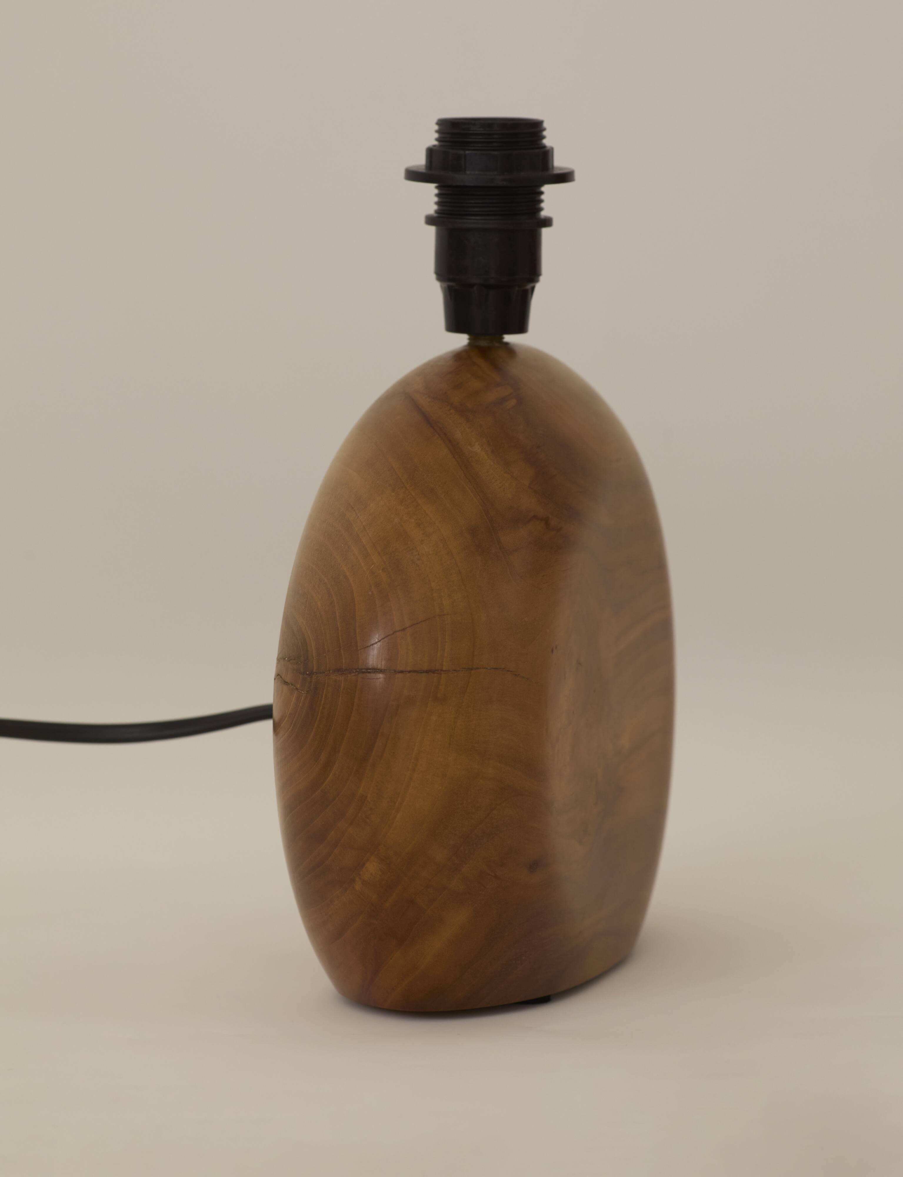 Vintage handmade solid wood lamp base (olive) Circa 1970