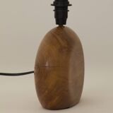 Vintage handmade solid wood lamp base (olive) Circa 1970