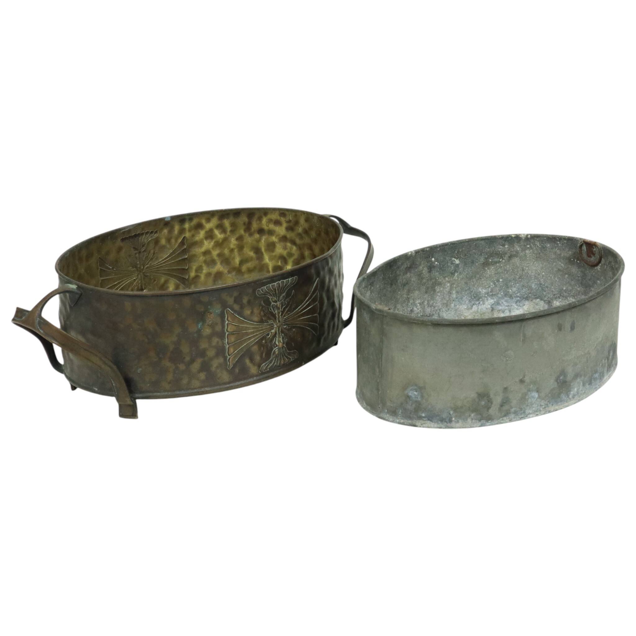 Antique Art Nouveau Brass Jardinière Planter