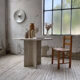 Octagonal travertine coffee table