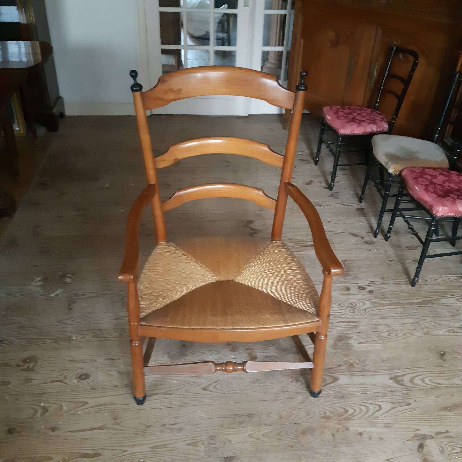 Large straw armchair