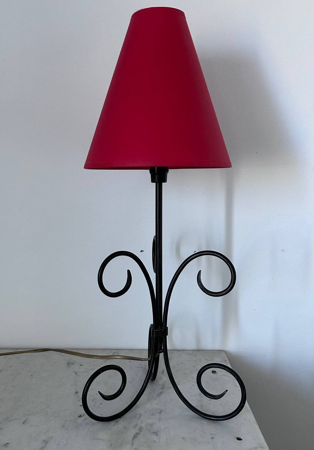 Wrought iron spiral lamp
