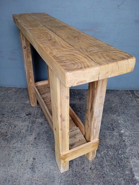 Brutalist console solid wood