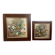 Pair of mini oil painting frames on isorel flowers by Magda Verschaeve